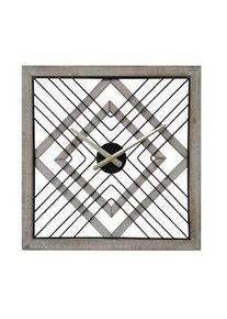 Rebecca Mobili Orologio da Parete Quadrato in Metallo Mdf Nero Marrone Stile Moderno