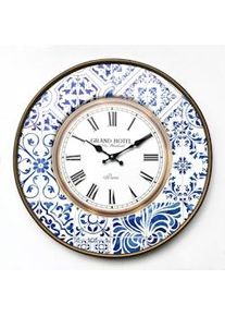 Rebecca Mobili Orologio Decorativo Metallo Bianco Blu Analogico 50x50x4,5