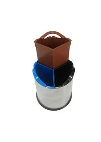 Stark pattumiera per la raccolta differenziata BIN10 in acciaio inox di dimensioni Ø24,3*H32,6 cm con 3 scomparti di colore nero blu e marrone