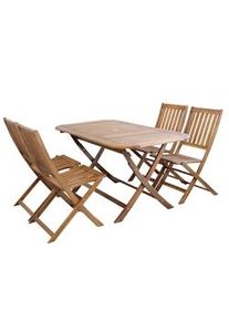 Bob Gardens Jasper - set tavolo da giardino pieghevole salvaspazio 150x80 compreso di 4 sedie in legno massiccio di acacia Marrone