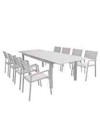 Bob Gardens SCOTTY - set tavolo da giardino allungabile 220/280x100 compreso di 8 poltrone in alluminio Tortora