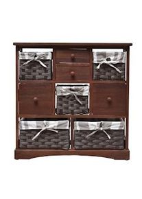 Rebecca Mobili Cassettiera Credenza Marrone Shabby 4 Cassetti 5 Ceste 69x69x30