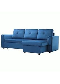HOMCOM Divano Letto 3 Posti in Velluto e Chaise Longue con Contenitore