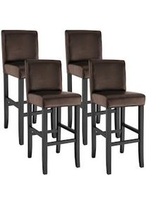 TecTake Taburete de bar de poli piel - marrón, Juego de 4 - 403513