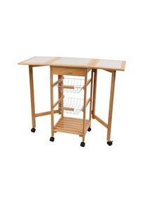 CASA COLLECTION carrello cucina butterfly , in pino e piastrelle in ceramica, dimensioni 37x40x76 cm, colore bianco