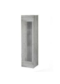 Dmora Vetrina Mimmo, Credenza con anta a vetro, Mobile da soggiorno multiuso, 100% Made in Italy, cm 45x34h162, Cemento