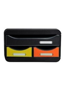 Exacompta Cassettiera Small-Box Mini 311798D, 3 cassetti multifunzionali, box PS monoblocco, (PxlxAlt) 34,7x27,8x13 cm, gamma Iderama, nero/arlecchino