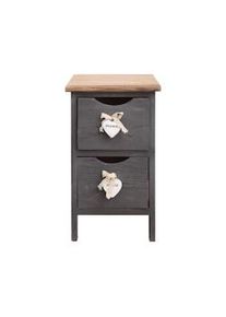Rebecca Mobili Comodino Mobiletto 2 Cassetti Grigio Legno Shabby 41x25x25