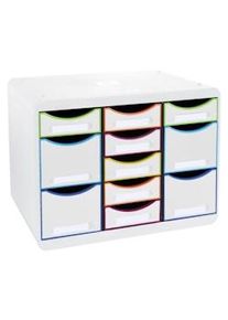 Exacompta Cassettiera Store-Box Multi 313913D, 11 cassetti, box PS monoblocco in orizzontale, (PxlxAlt) 27x35,5x27,1 cm, gamma Black Office,bianco/ass