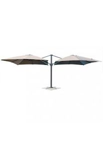 Giordanoshop Ombrellone da Giardino Doppio Archimede 3x3 m in Alluminio Antracite Telo Tortora