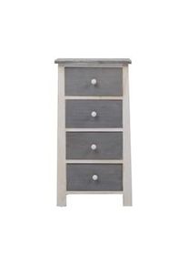 Rebecca Mobili Cassettiera Comodino Bianco Shabby Grigio 4 cassetti 73x37x27