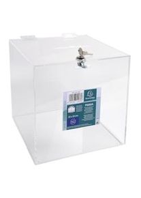 Exacompta Urna trasparente con lucchetto per votazioni, cod. 89158D in PMMA (acrilico) trasparente, resistente ai raggi UV. Dimensioni 25x25x25 cm