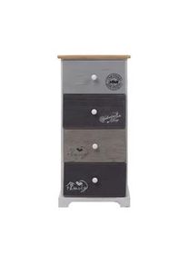 Rebecca Mobili Cassettiera Comodino Shabby Chic bianco 4 cassetti 72x35x27