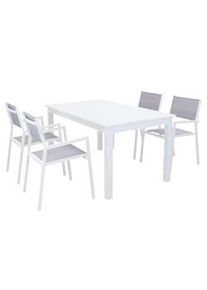 Bob Gardens SCOTTY - set tavolo da giardino allungabile 150/210x90 compreso di 4 poltrone in alluminio Bianco