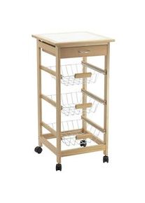 CASA COLLECTION carrello cucina Calgary con tre cesti, in mdf, dimensioni 37x37x75 cm, colore naturale