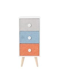 Rebecca Mobili Comodino Cassettiera per Cameretta 3 Cassetti in Legno Tessuto Moderno Colorato
