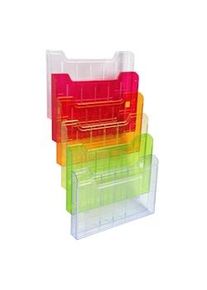 Exacompta Espositore da parete orizzontale 6 scomparti per formato A4, cod. 64299D in polistirolo arlecchino. Dimensioni (PxlxAlt) 11,3x32,7x52,3 cm