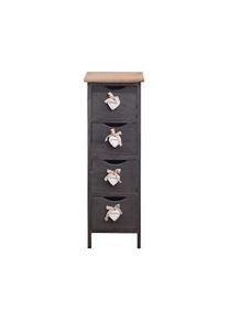 Rebecca Mobili Comodino Mobiletto 4 Cassetti Grigio Legno Shabby 71x25x25