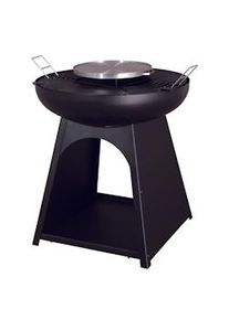 Tarrington House Barbecue con braciere rotondo, Ø 71 x 85 cm, acciaio, con griglia in ghisa e piastra in acciaio inox, per uso esterno, nero