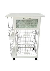 CASA COLLECTION carrello cucina Laval con tre cesti, in mdf, dimensioni 57x37x83 cm, colore bianco