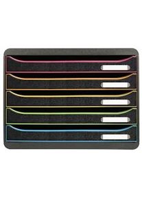 Exacompta Cassettiera Big-Box Plus Horizon 308915D, 5 cassetti, box PS monoblocco in orizzontale, (PxlxAlt) 27x35,5x27,1 cm, Black Office nero/arl.
