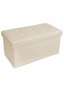 TecTake Cassapanca pouf pieghevole in pelle sintetica con contenitore 80 x 40 x 40 cm - beige - 401461