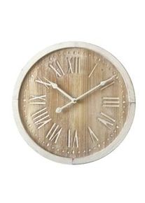 Rebecca Mobili Orologio A Parete Tondo Marrone Bianco Mdf Analogico 40x40x4,5