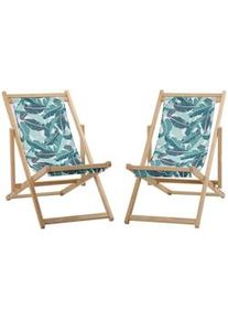 Outsunny Set 2 Sdraio da Giardino Pieghevoli in Legno, Reclinabile