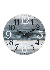 Rebecca Mobili Orologio A Muro Bianco Grigio Blu Mdf Shabby Tondo 33,8x33,8x4