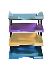 Exacompta Set 4 Vaschette portacorrispondenza Combo Midi 113293SETD, in PS, (PxlxAlt) 34,6x25,4x24,3 cm, capacità 4x500 fogli, Ass.