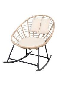 Garden Friend Poltrona A Dondolo Tahiti struttura in acciaio nero seduta in polyrattan naturale con cuscino poggiatesta beige