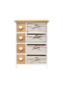 Rebecca Mobili Cassettiera Comodini Shabby Marrone Panna 4 Cassetti 71x51x30