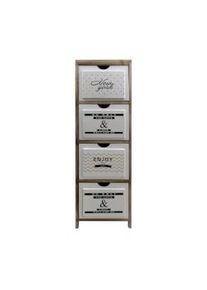 Rebecca Mobili Cassettiera Comodino Nordico Marrone Bianco 4 Cassetti 97x30x24