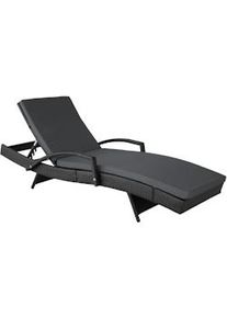 TecTake Tumbona de ratán OCÉANE de aluminio - negro - 403145