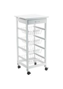 CASA COLLECTION carrello cucina Calgary con quattro cesti, in mdf, dimensioni 37x37x80 cm, colore bianco