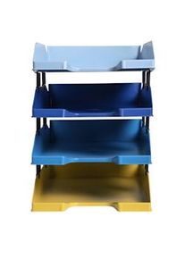Exacompta Set 4 Vaschette portacorrispondenza Combo Midi 113202SETD, in PS, (PxlxAlt) 34,6x25,4x24,3 cm, capacità 4x500 fogli, Ass.