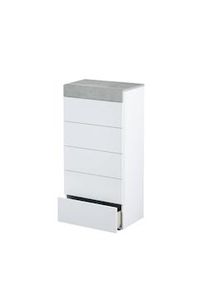 Dmora Cassettiera Irving, Settimanale a 5 cassetti, Mobile Comò per camera da letto, Comò moderno, 61x40h118 cm, Bianco