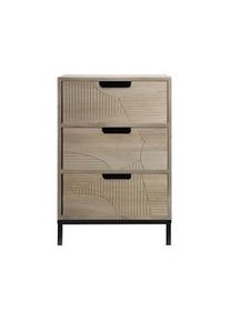 Rebecca Mobili Comodino Stile Scandinavo con 3 Cassetti in Legno Compatto