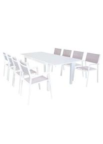 Bob Gardens SCOTTY - set tavolo da giardino allungabile 150/210x90 compreso di 8 poltrone in alluminio Bianco