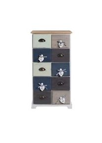 Rebecca Mobili Cassettiera Shabby Vintage Beige Blu Marrone 10 Cassetti 88x48x30