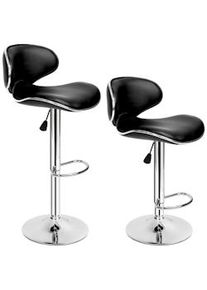 tectake 2 sgabelli da bar Bassi in pelle sintetica - nero - 402080