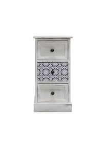 Rebecca Mobili Comodino in Legno Bianco e Blu con 3 Cassetti Camera da Letto Shabby Chic 59,5x30x25 cm