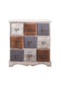 Rebecca Mobili Credenza 9 Cassetti Legno Bianco Marrone Grigio Vintage 63x60x23