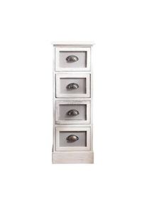Rebecca Mobili Cassettiera Comodino 4 Cassetti Legno Bianco Vintage 80x29x25