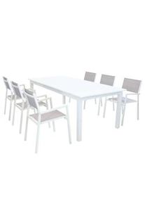 Bob Gardens SCOTTY - set tavolo da giardino allungabile 220/280x100 compreso di 6 poltrone in alluminio Bianco