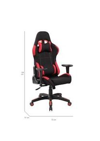 Dmora Sedia da gaming Bundaberg, Poltrona da gaming adulto, Sedia da scrivania, 57x72h124/134 cm, Nero e Rosso