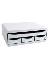 Exacompta Cassettiera Toolbox Mini 319740D, 4 cassetti, box PS monoblocco in orizzontale, (PxlxAlt) 27x35,5x13,5 cm, gamma Office, grigio chiaro