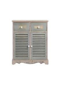 Rebecca Mobili Cassettiera Credenza Marrone Verde 2 cassetti 2 ante 70x60x30