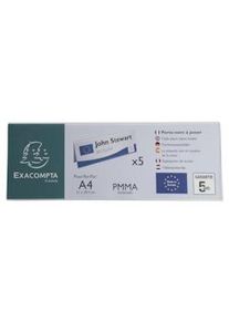 Exacompta Portanome da tavolo per formato A4, cod. 84358D in PMMA (acrilico) alta trasparenza, resistente ai raggi UV. Confezione da 10 pezzi.