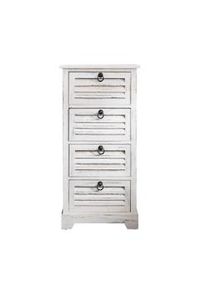 Rebecca Mobili Cassettiera Comodino 4 Cassetti Legno Bianco Shabby 81x40x27